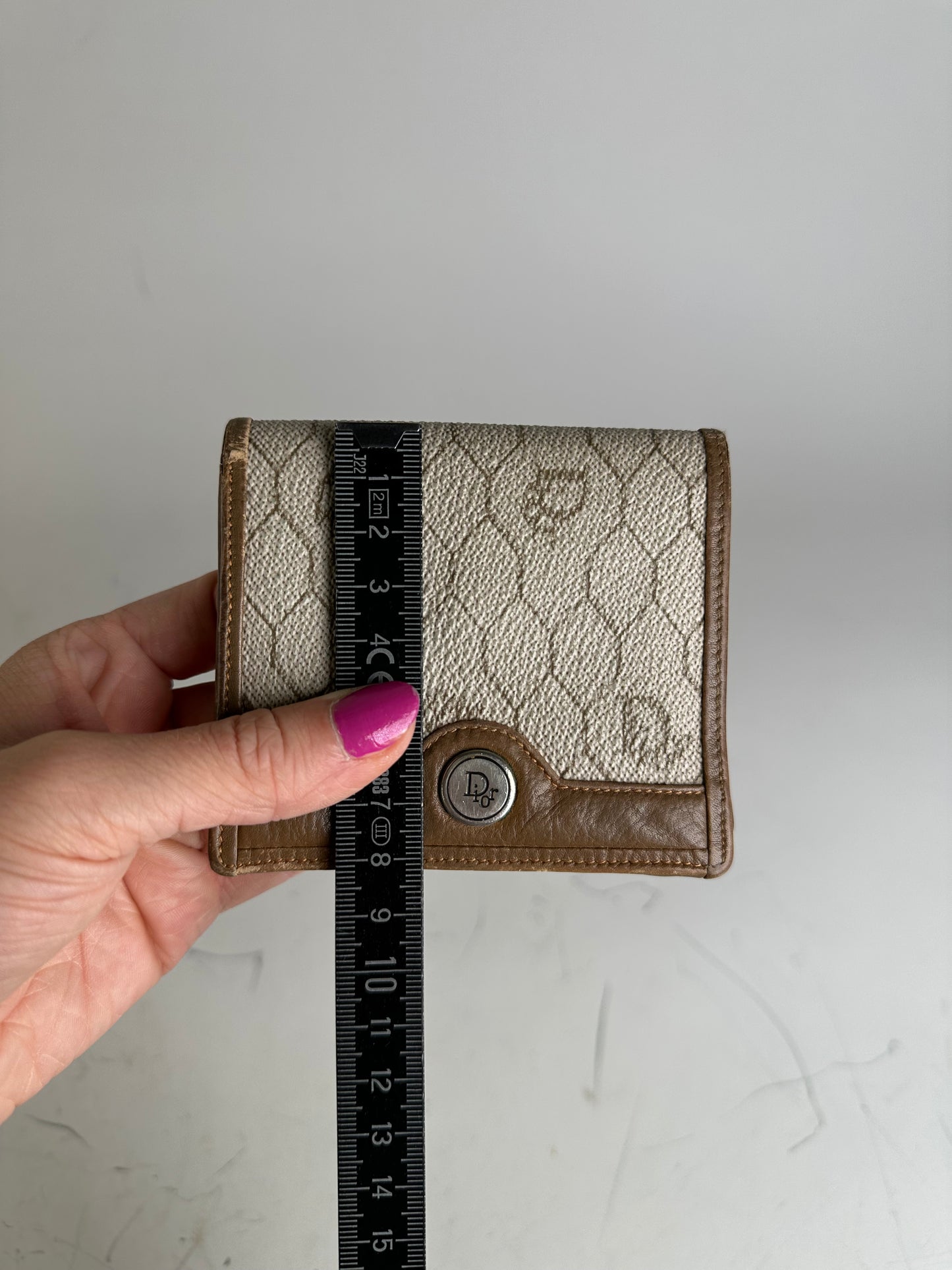 Vintage Dior Monogram Canvas Wallet Beige Brown