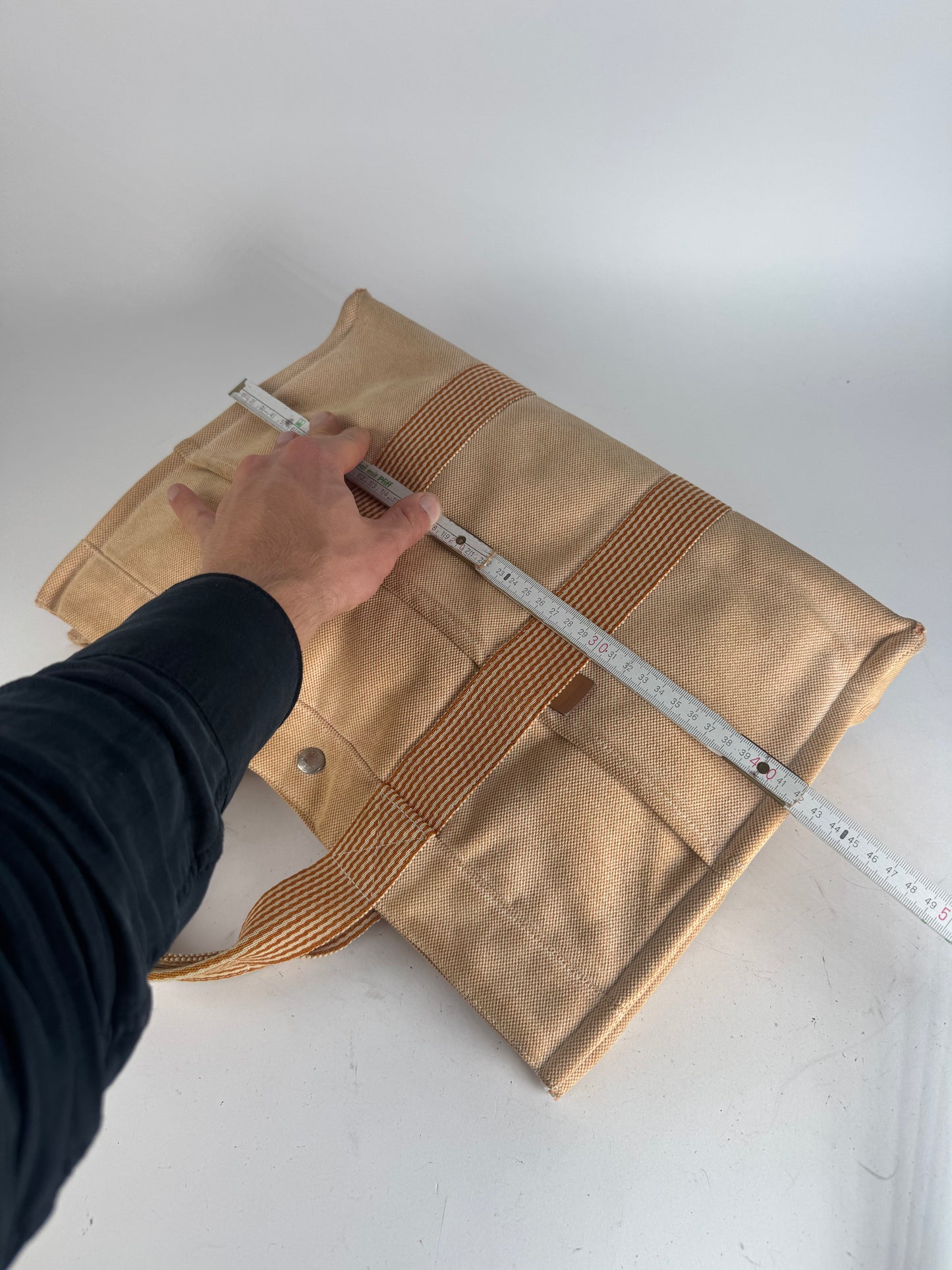 Vintage Hermes Tote Bag Orange Beige