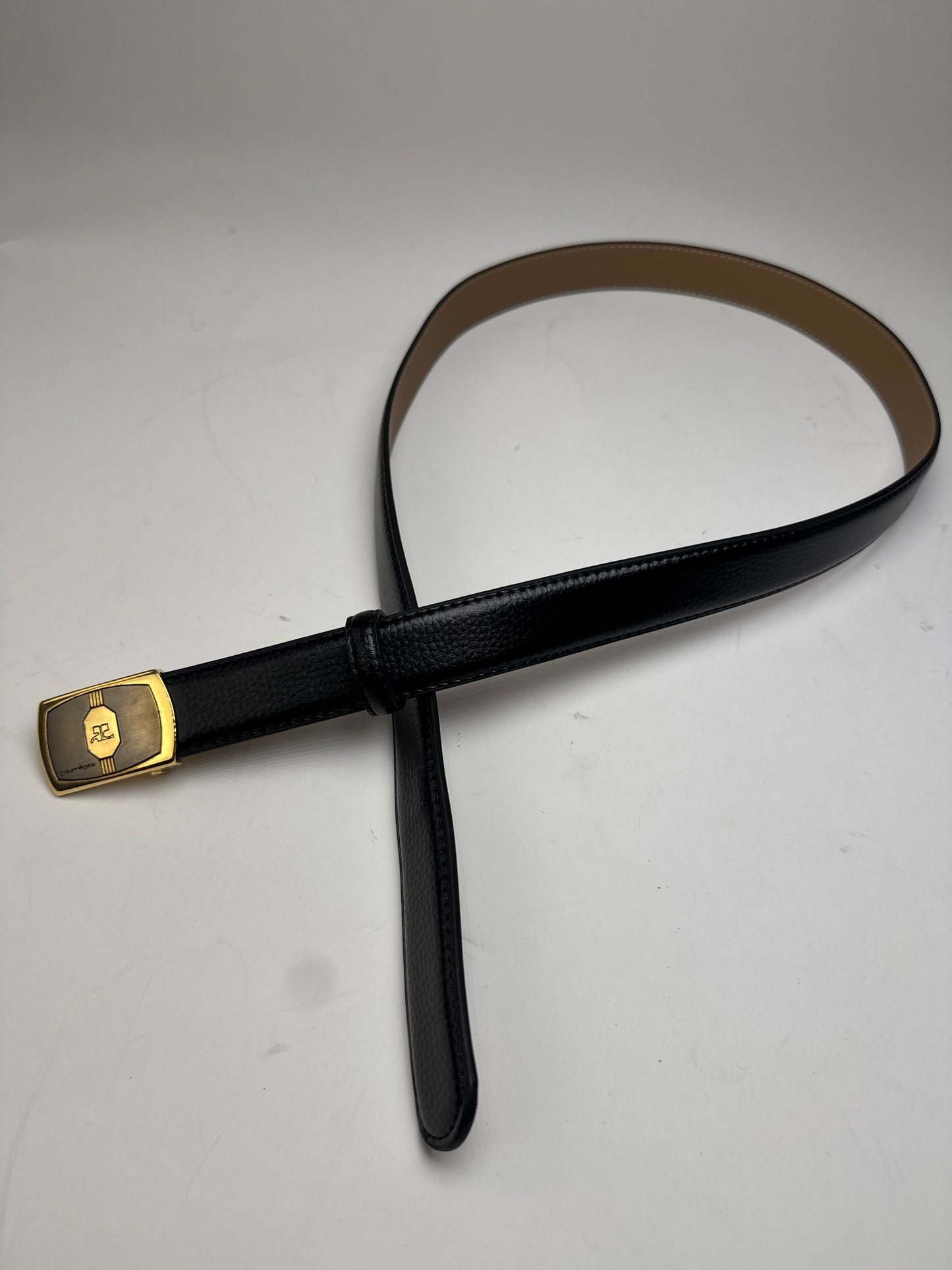 Vintage Courreges Leather Belt Black