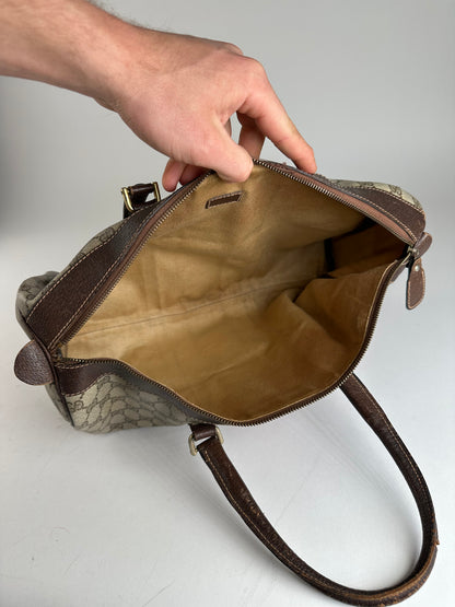 Vintage Gucci GG Supreme Sherry Line Boston Bag Beige Brown