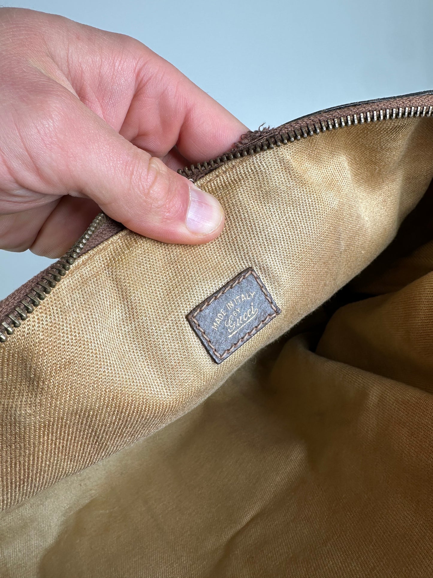 Vintage Gucci GG Supreme Sherry Line Boston Bag Beige Brown