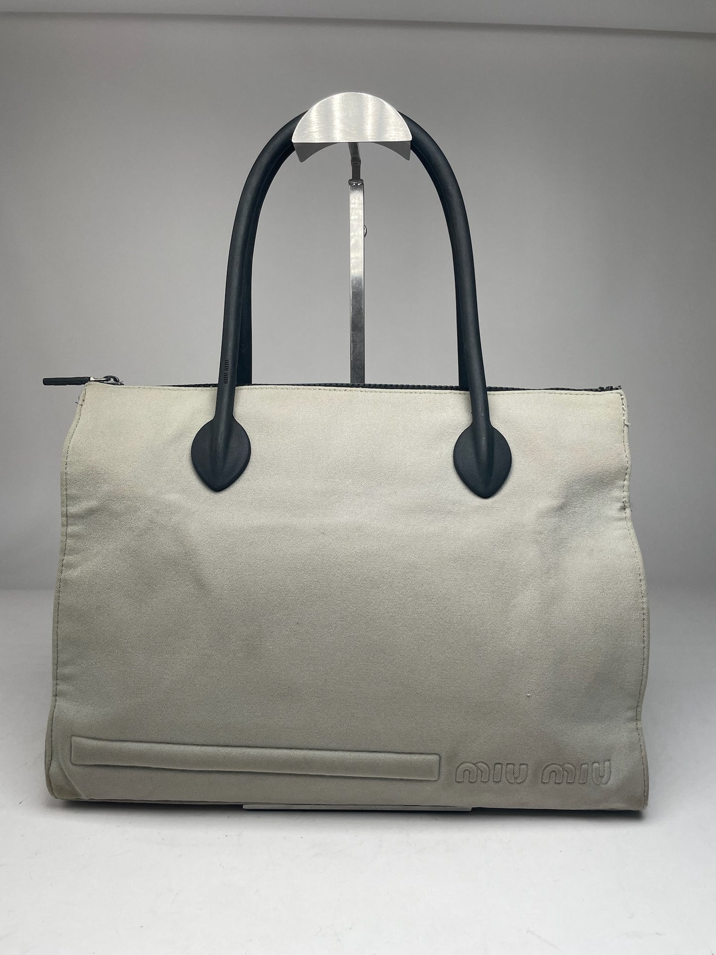 Sac vintage en toile Miu Miu Crème Noir