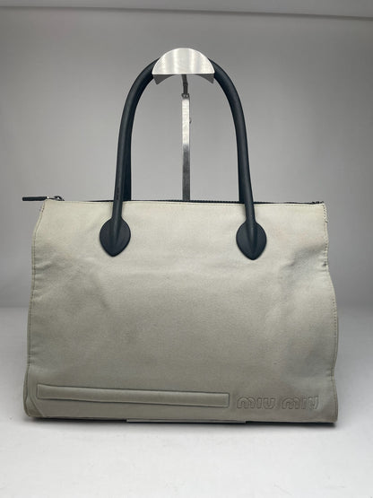 Sac vintage en toile Miu Miu Crème Noir