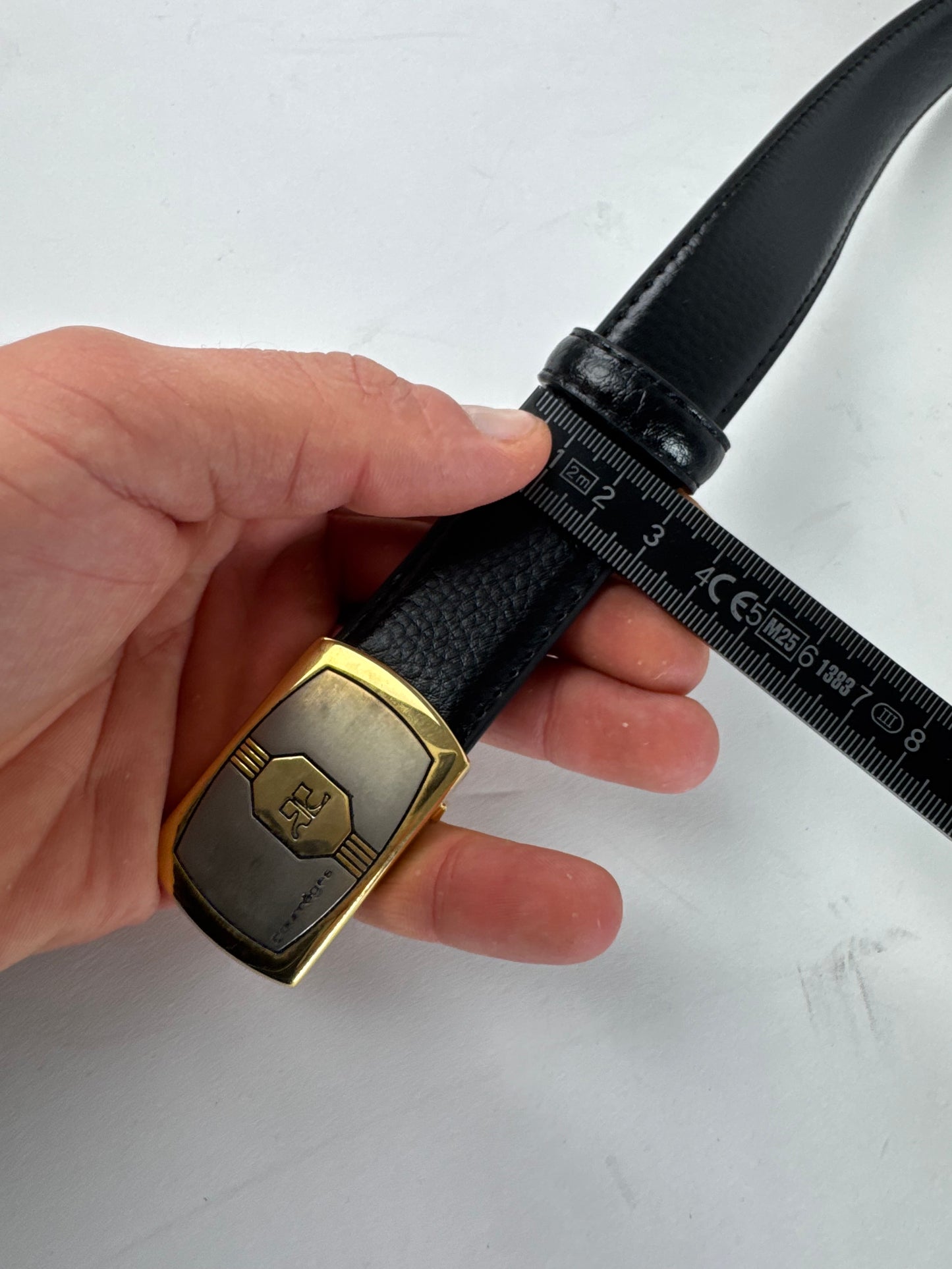 Vintage Courreges Leather Belt Black