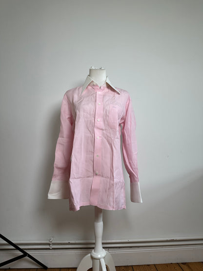 Vintage Dior Cotton Dress Shirt Pink White M