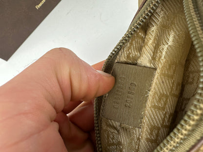 Vintage Gucci Canvas Leather Mini Bag Grey Brown