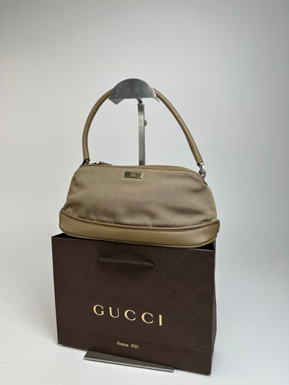 Vintage Gucci Canvas Leather Mini Bag Grey Brown