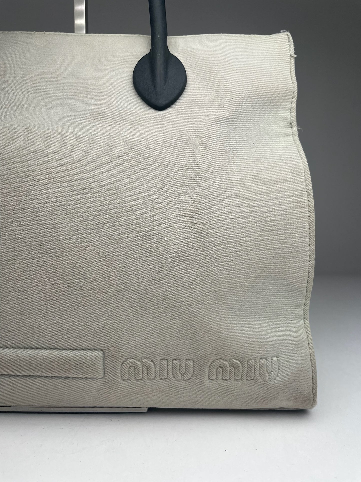 Sac vintage en toile Miu Miu Crème Noir