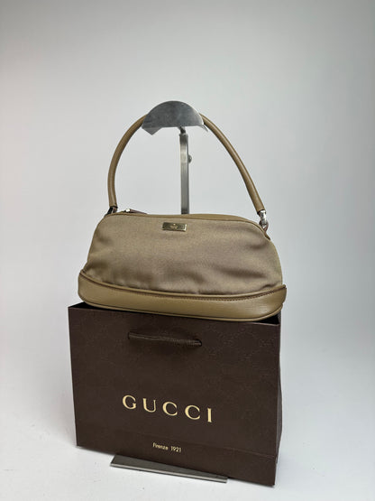 Vintage Gucci Canvas Leather Mini Bag Grey Brown