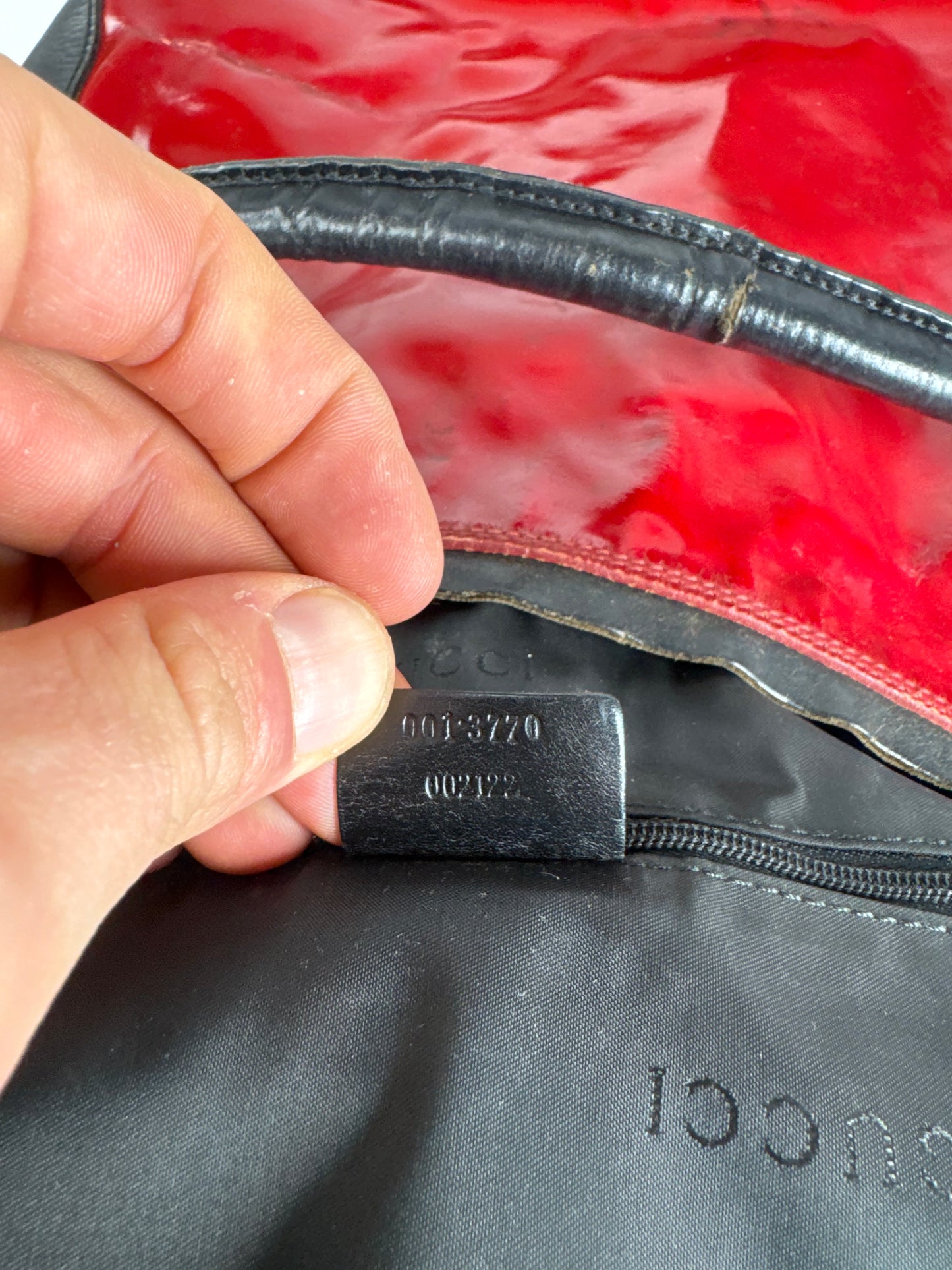 Vintage Gucci Patent Leather / Leather Handbag Black Red