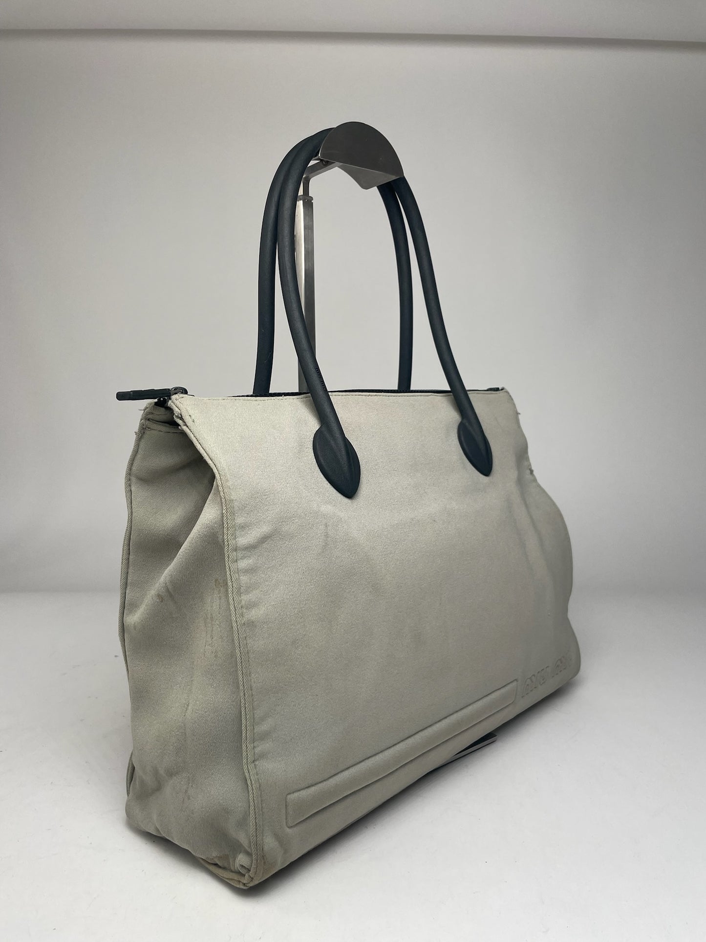 Sac vintage en toile Miu Miu Crème Noir