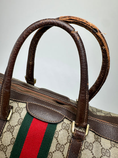 Vintage Gucci GG Supreme Sherry Line Boston Bag Beige Brown