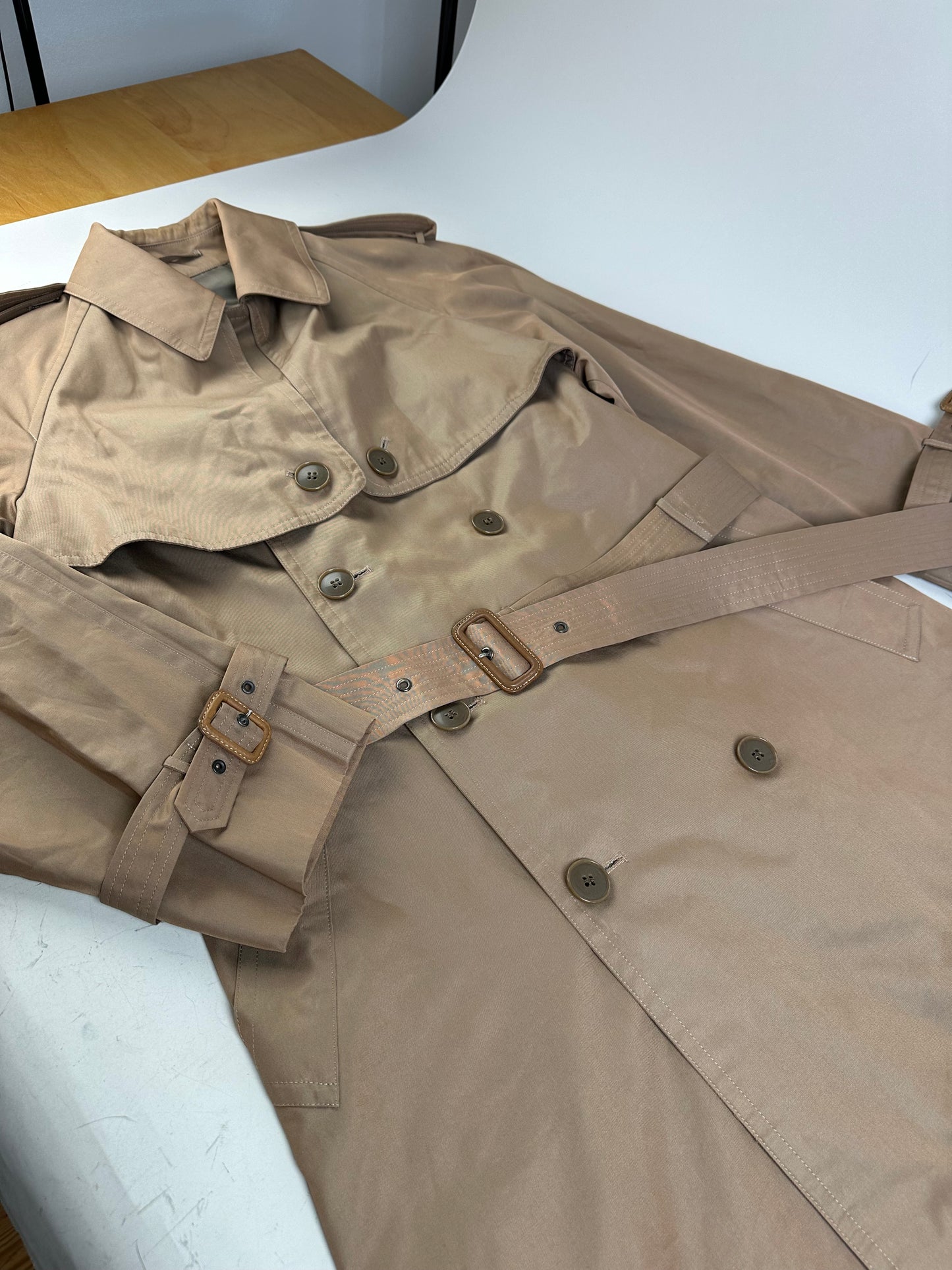 Vintage Yves Saint Laurent Cotton Trench Coat Beige M