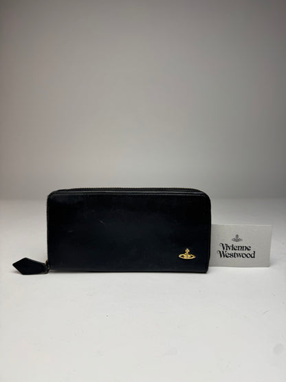 Vintage Vivienne Westwood Leather Zippy Wallet Black