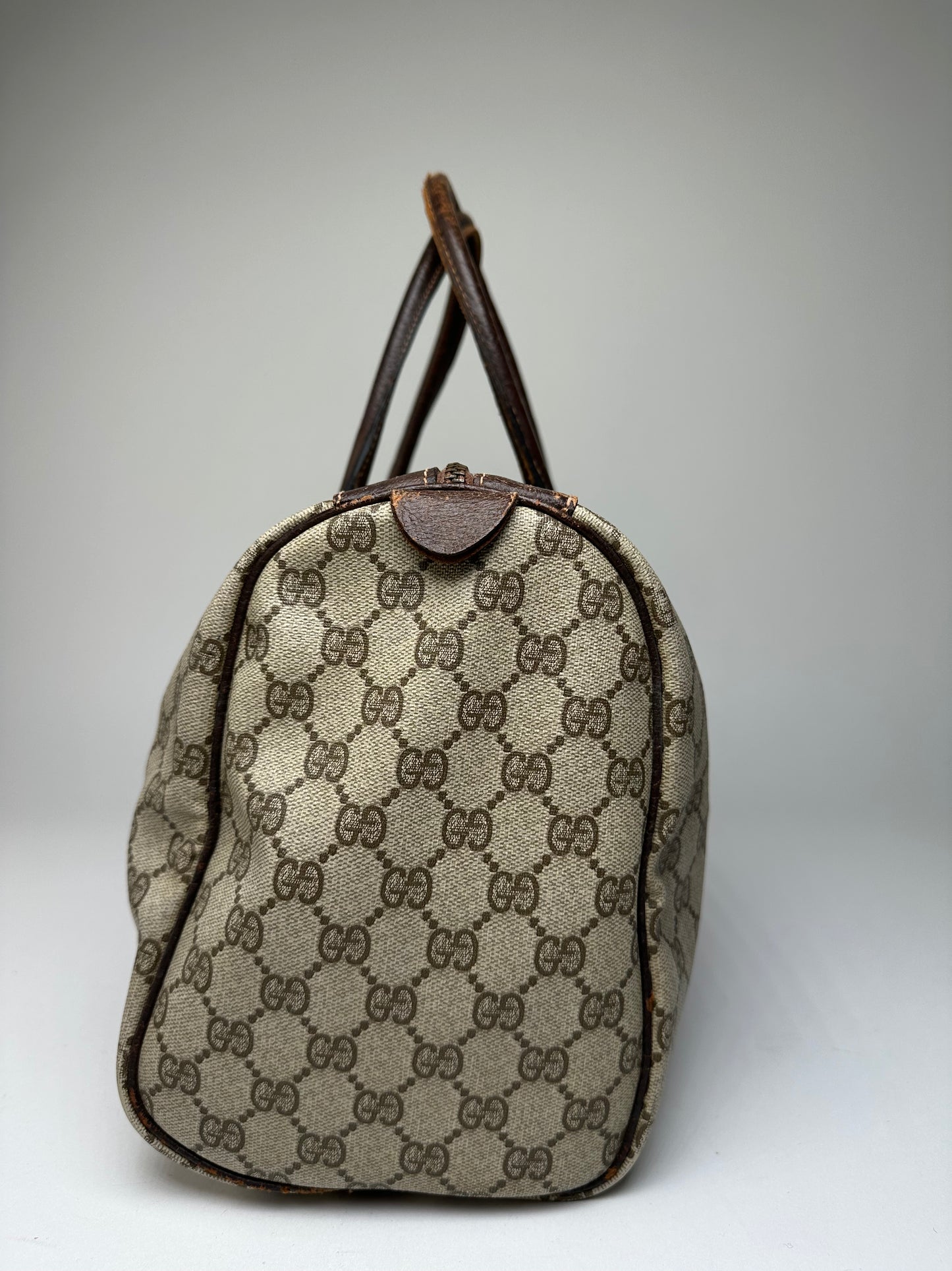 Vintage Gucci GG Supreme Sherry Line Boston Bag Beige Brown