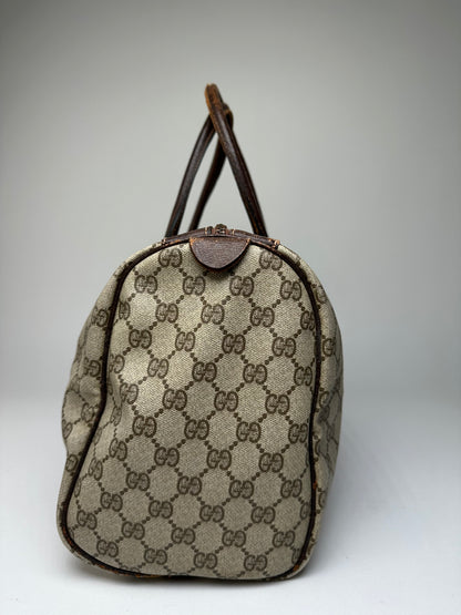 Vintage Gucci GG Supreme Sherry Line Boston Bag Beige Brown