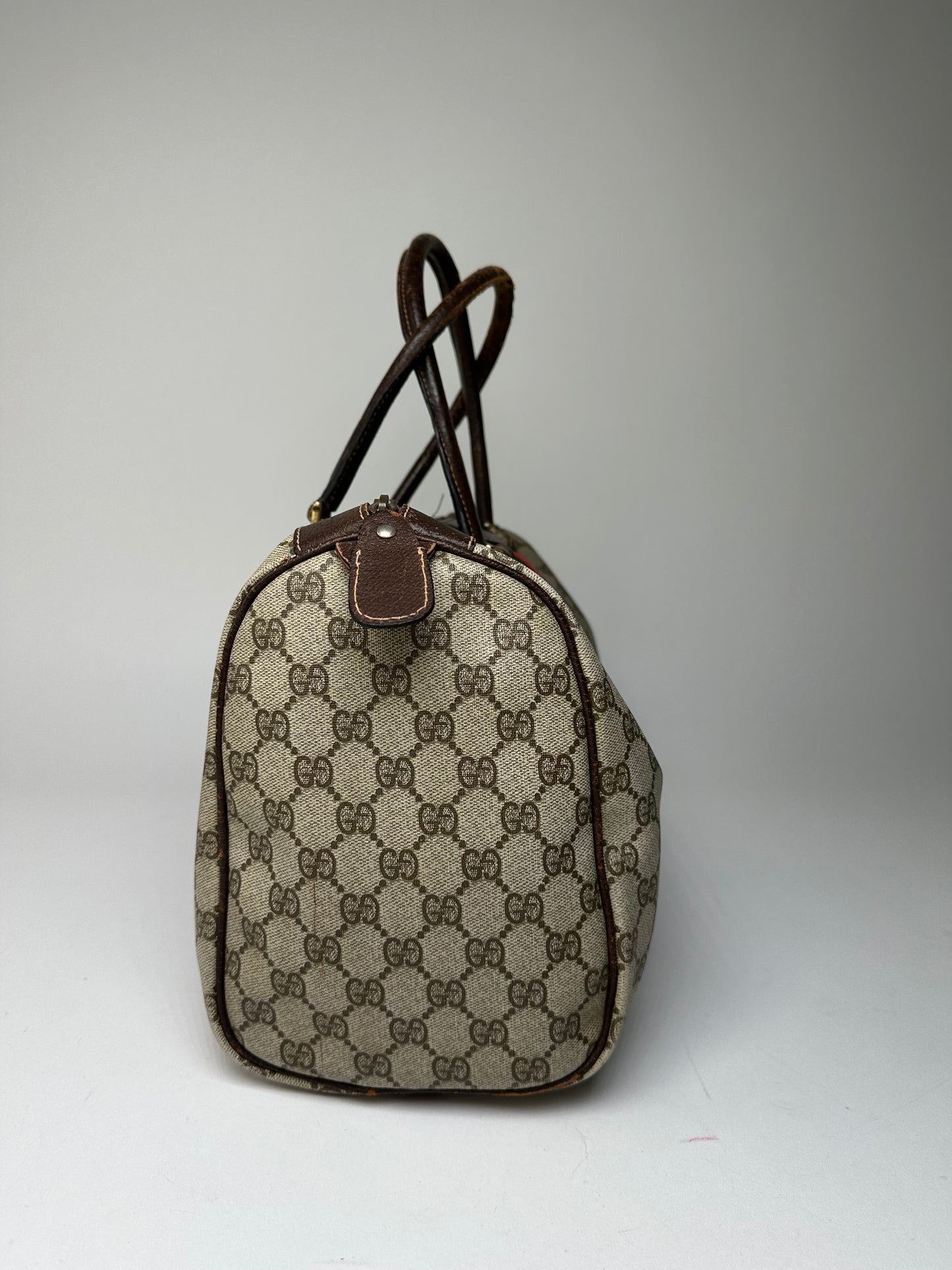 Vintage Gucci GG Supreme Sherry Line Boston Bag Beige Brown