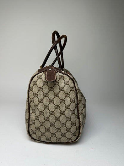 Vintage Gucci GG Supreme Sherry Line Boston Bag Beige Brown