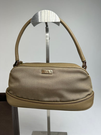 Vintage Gucci Canvas Leather Mini Bag Grey Brown