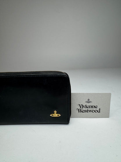Vintage Vivienne Westwood Leather Zippy Wallet Black