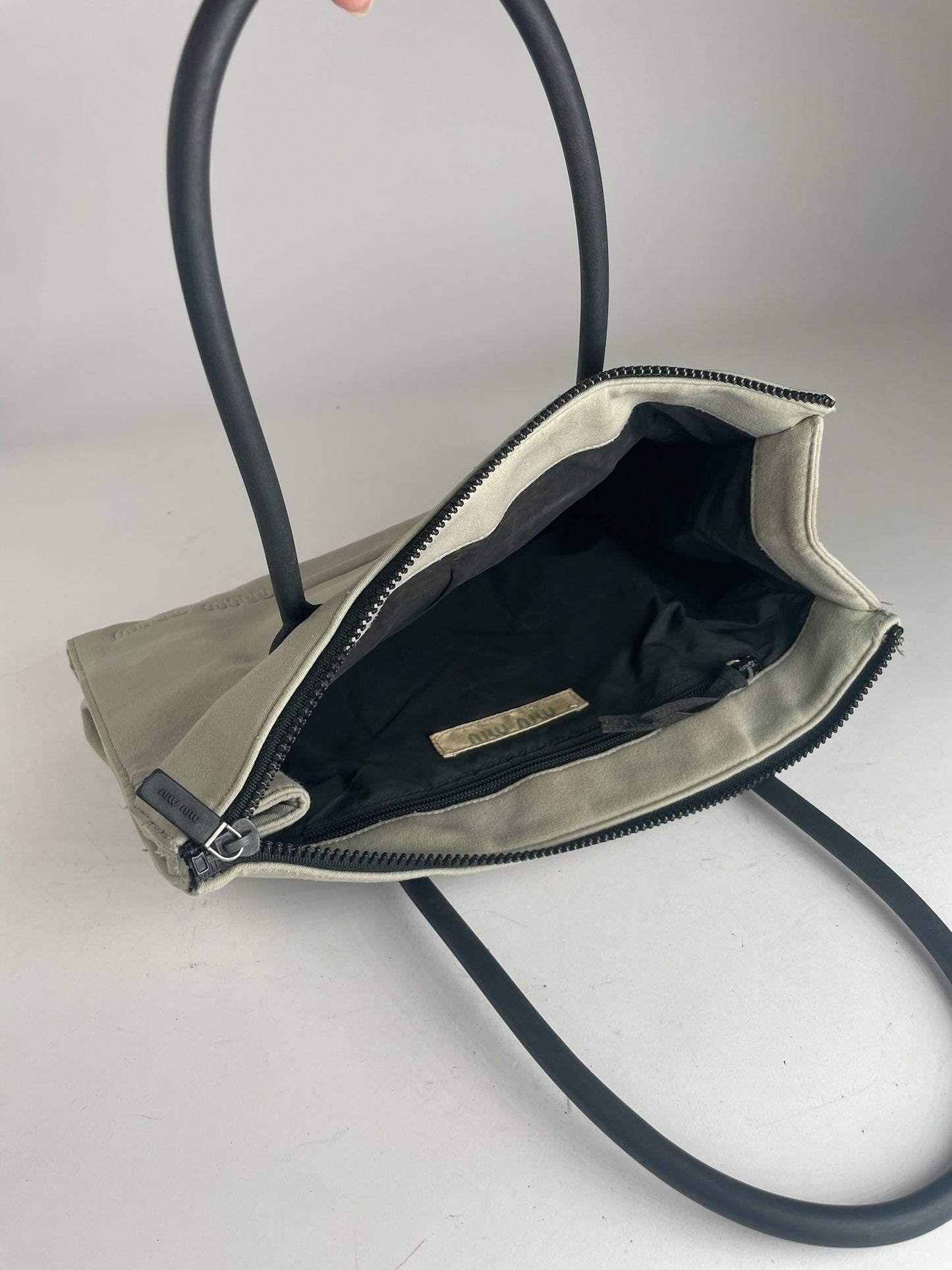 Sac vintage en toile Miu Miu Crème Noir