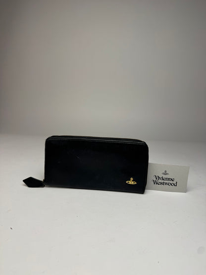 Vintage Vivienne Westwood Leather Zippy Wallet Black
