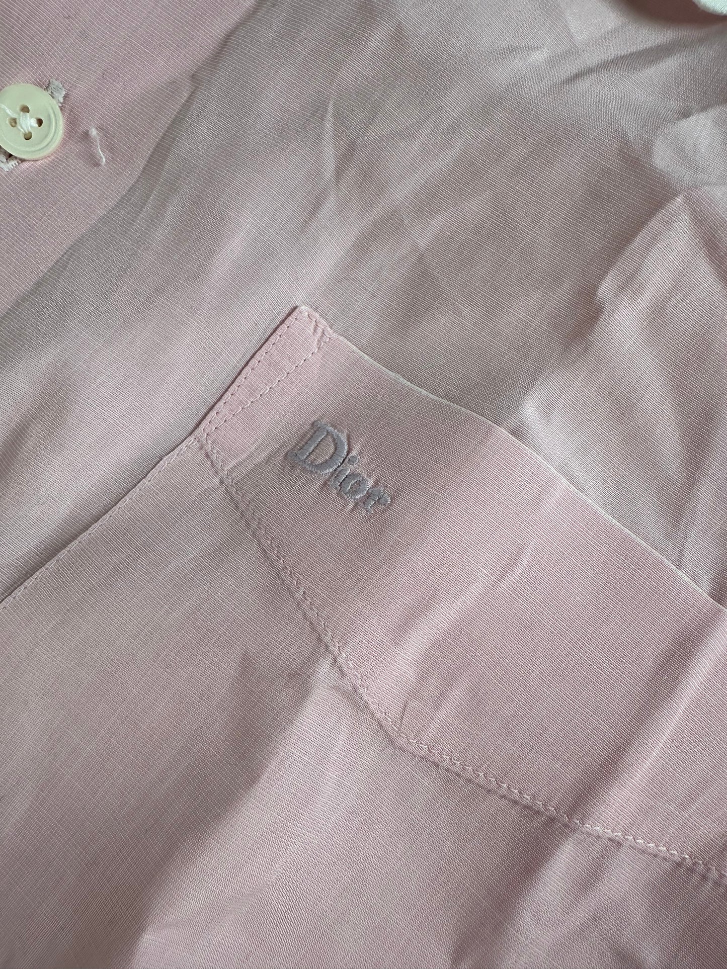 Vintage Dior Cotton Dress Shirt Pink White M