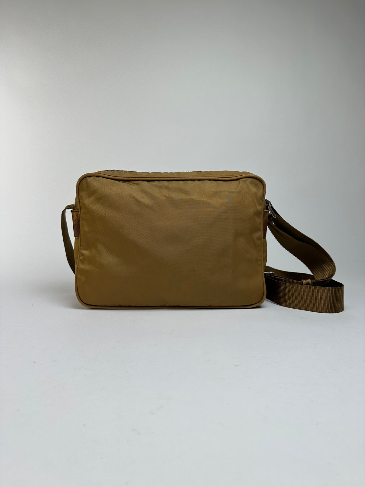 Vintage Prada Tessuto Nylon Flap Crossbody Bag Late 1990s Olive