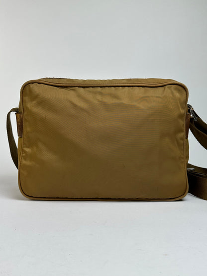 Vintage Prada Tessuto Nylon Flap Crossbody Bag Late 1990s Olive