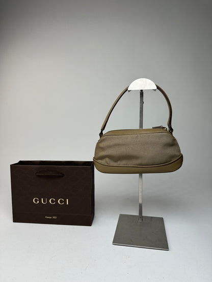 Vintage Gucci Canvas Leather Mini Bag Grey Brown