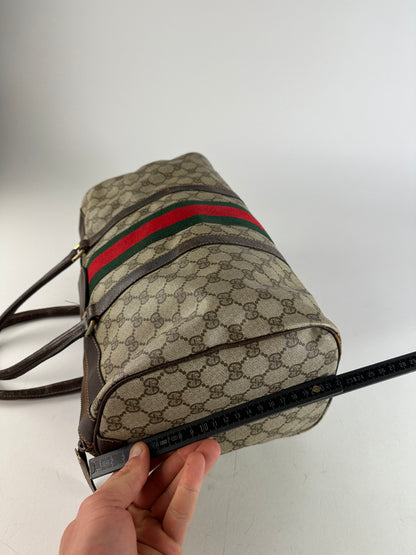 Vintage Gucci GG Supreme Sherry Line Boston Bag Beige Brown
