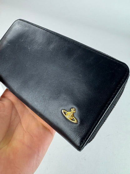 Vintage Vivienne Westwood Leather Zippy Wallet Black