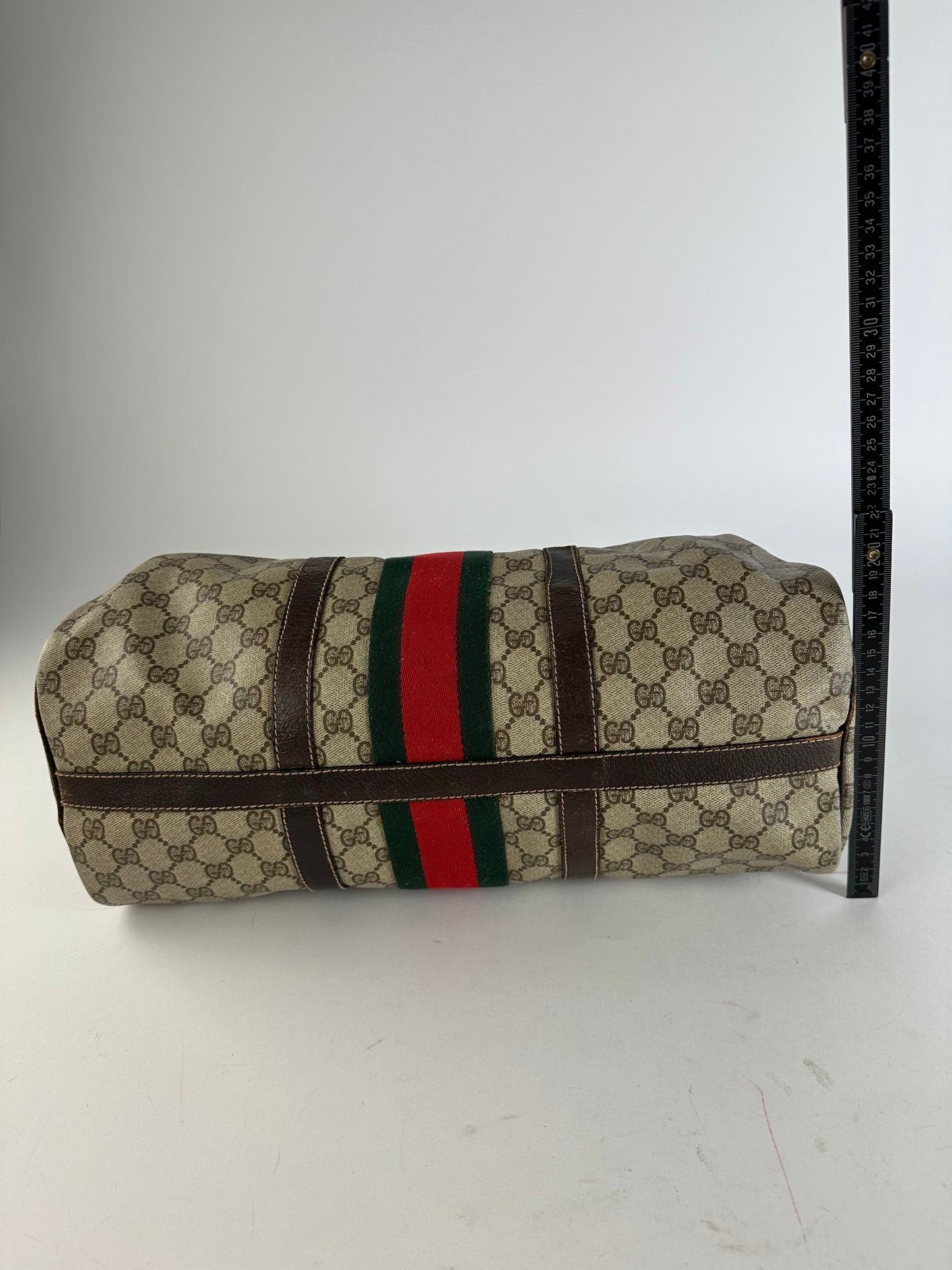 Vintage Gucci GG Supreme Sherry Line Boston Bag Beige Brown