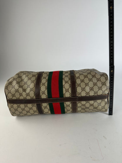 Vintage Gucci GG Supreme Sherry Line Boston Bag Beige Brown