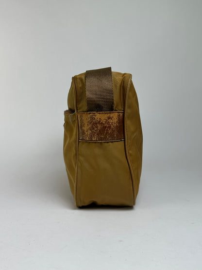 Vintage Prada Tessuto Nylon Flap Crossbody Bag Late 1990s Olive