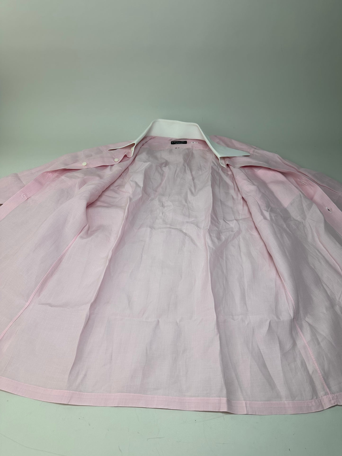 Vintage Dior Cotton Dress Shirt Pink White M