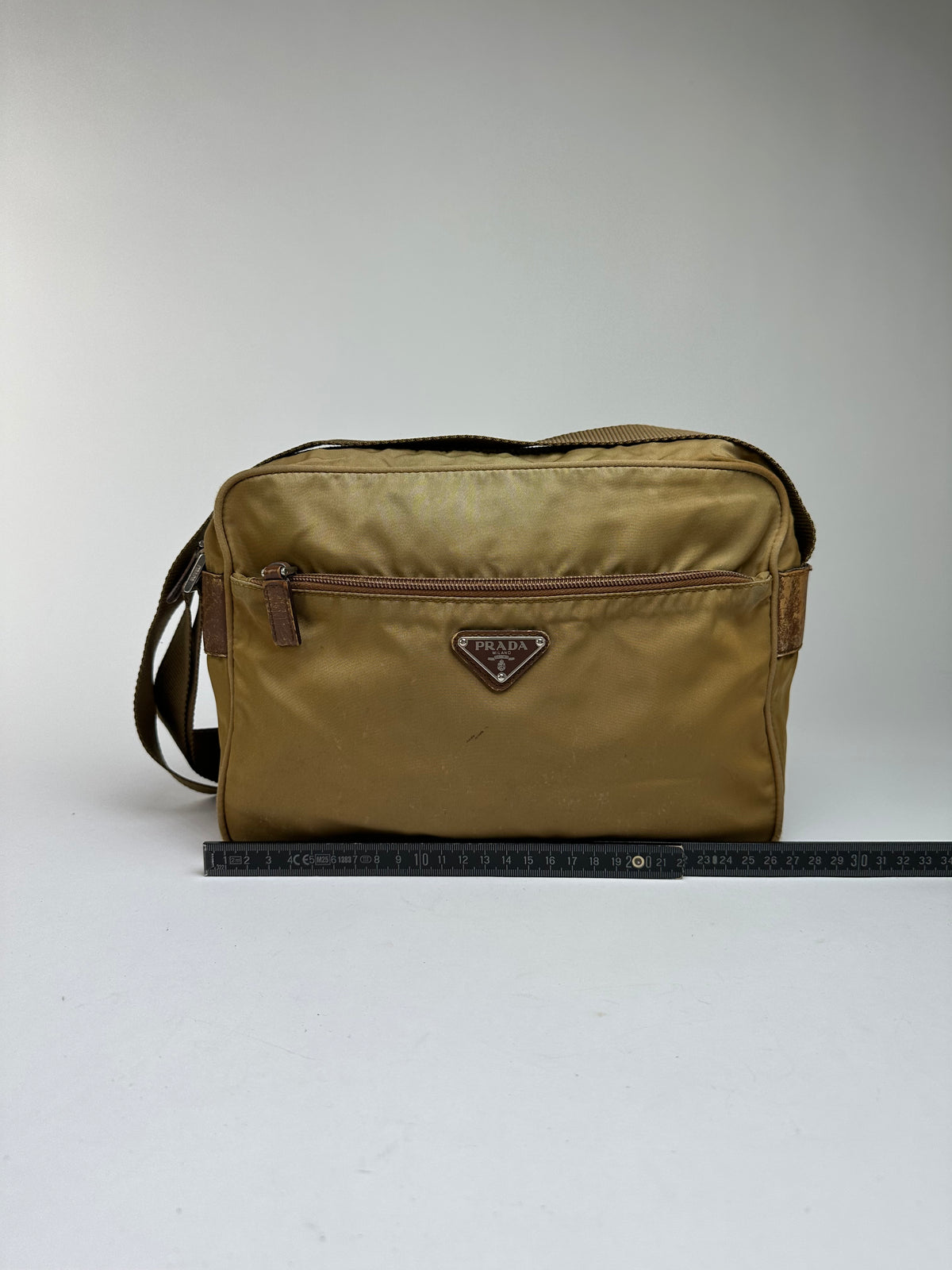 Vintage Prada Tessuto Nylon Flap Crossbody Bag Late 1990s Olive