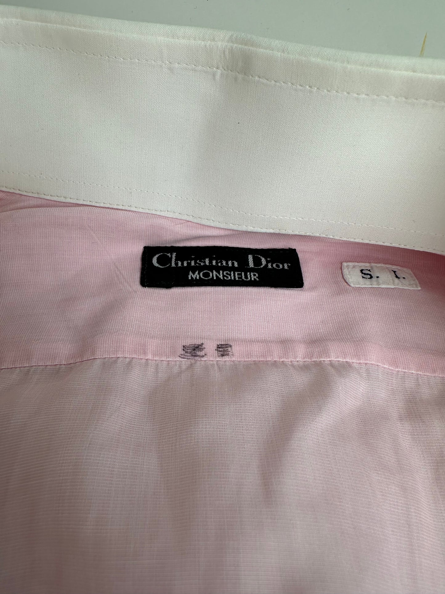 Vintage Dior Cotton Dress Shirt Pink White M