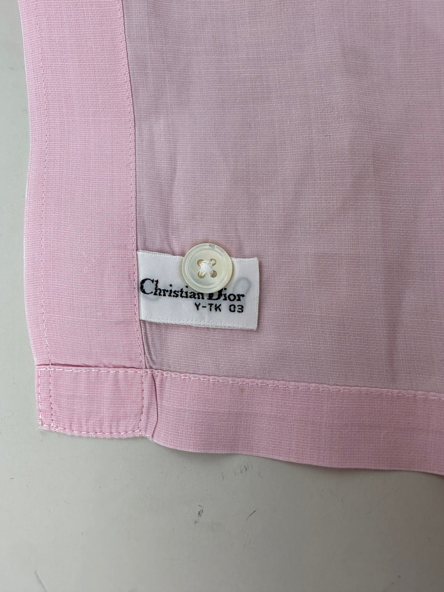 Vintage Dior Cotton Dress Shirt Pink White M