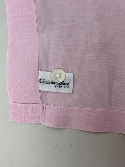 Vintage Dior Cotton Dress Shirt Pink White M