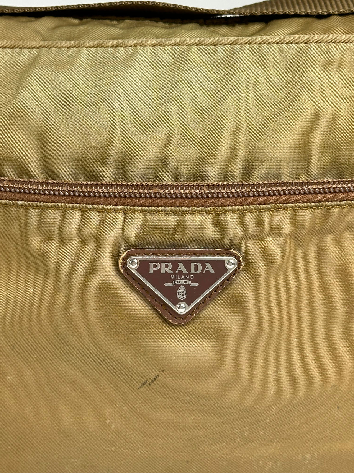 Vintage Prada Tessuto Nylon Flap Crossbody Bag Late 1990s Olive