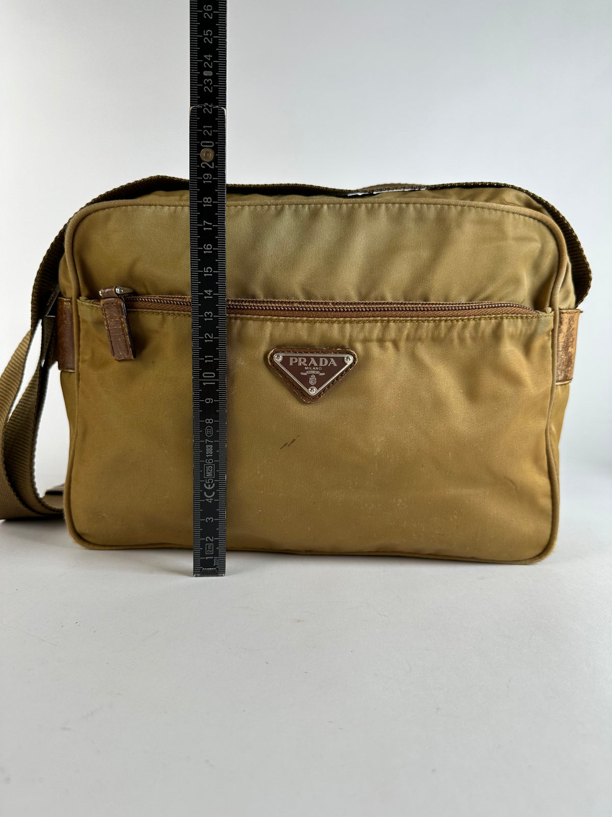 Vintage Prada Tessuto Nylon Flap Crossbody Bag Late 1990s Olive