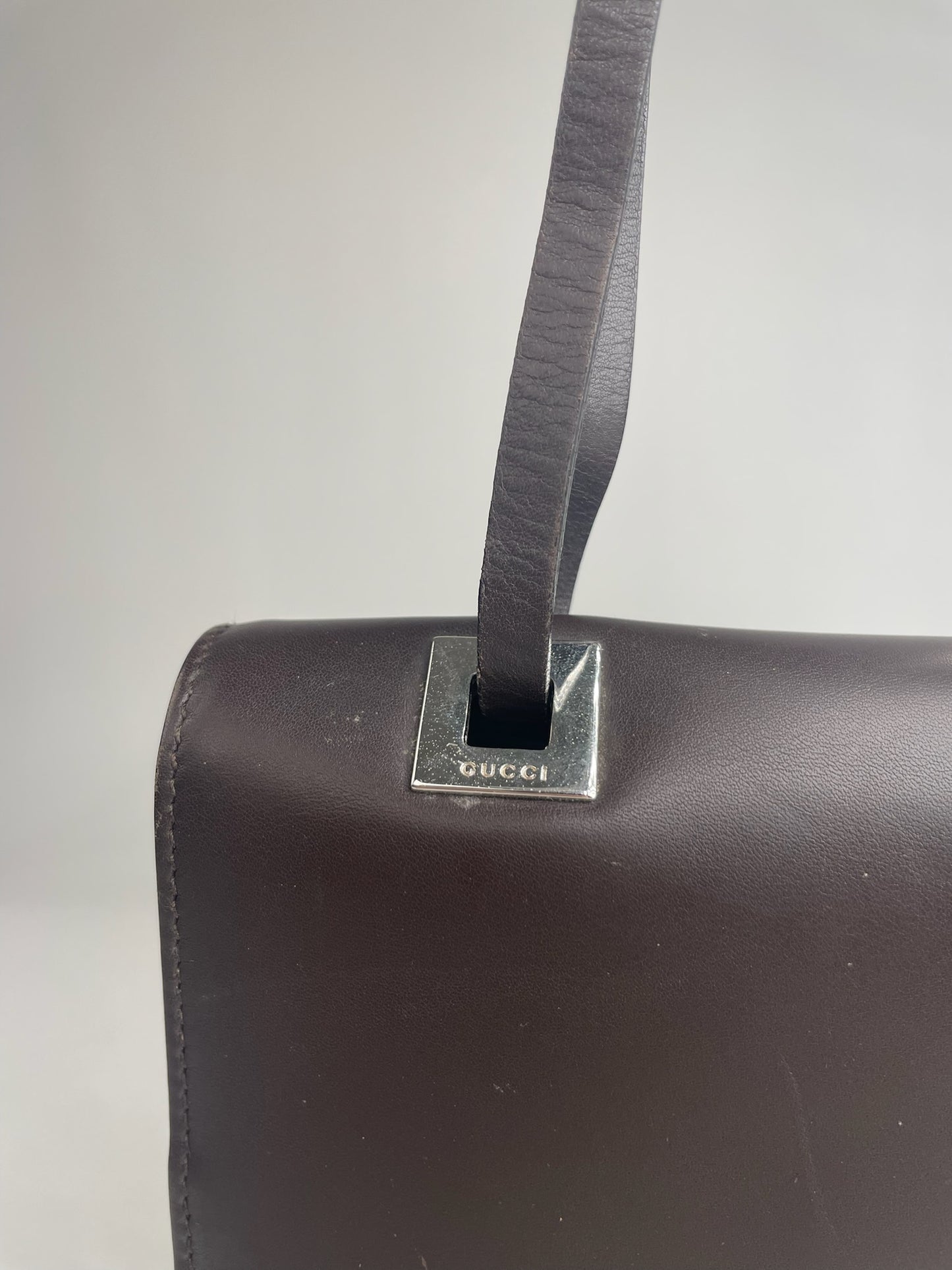 Vintage Gucci Leather Bag dark brown