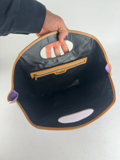 Vintage Fendi Roma Canvas Leather Tote Bag