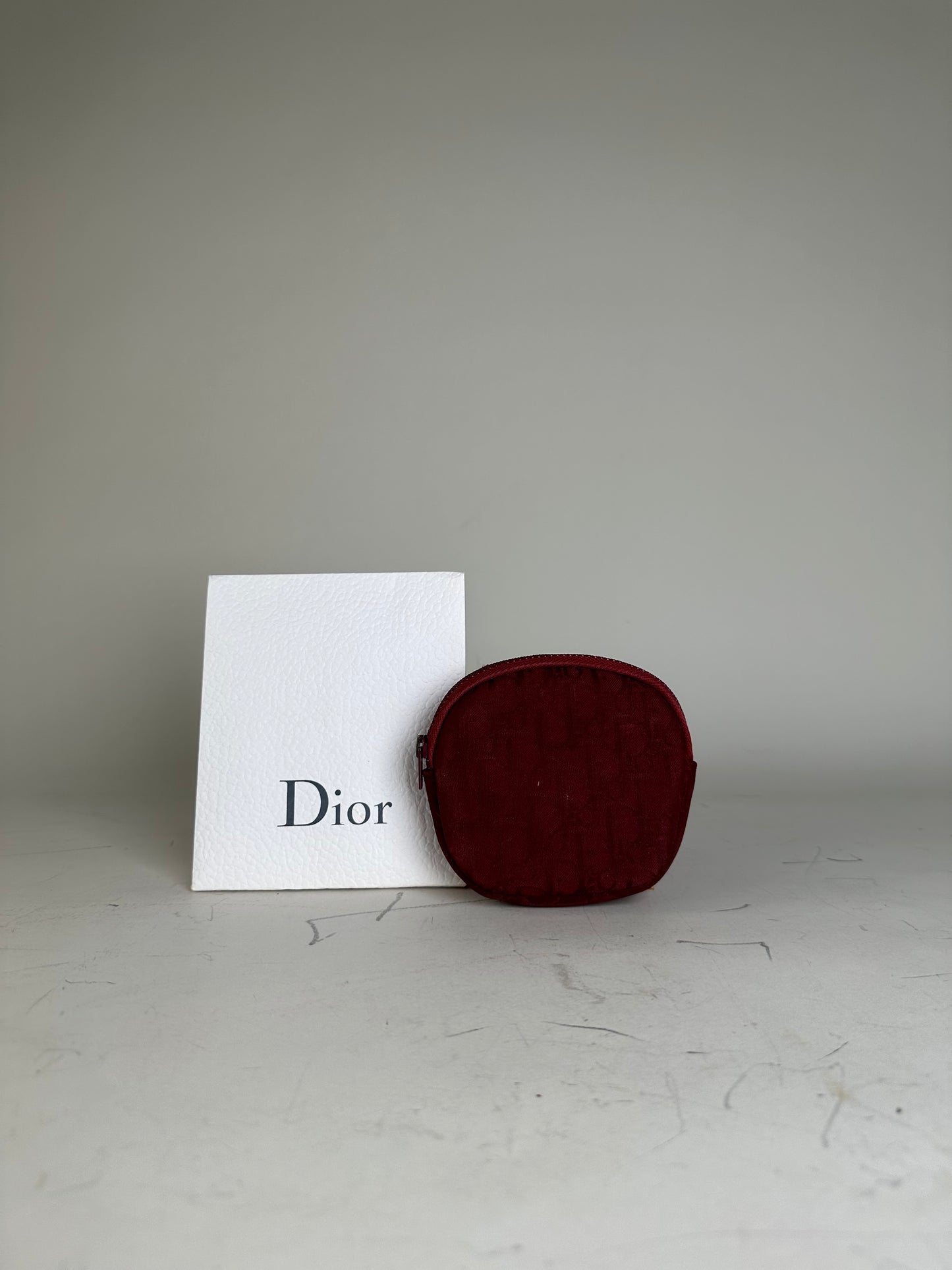 Vintage Dior Monogram Velvet Coin Purse Burgundy Gold