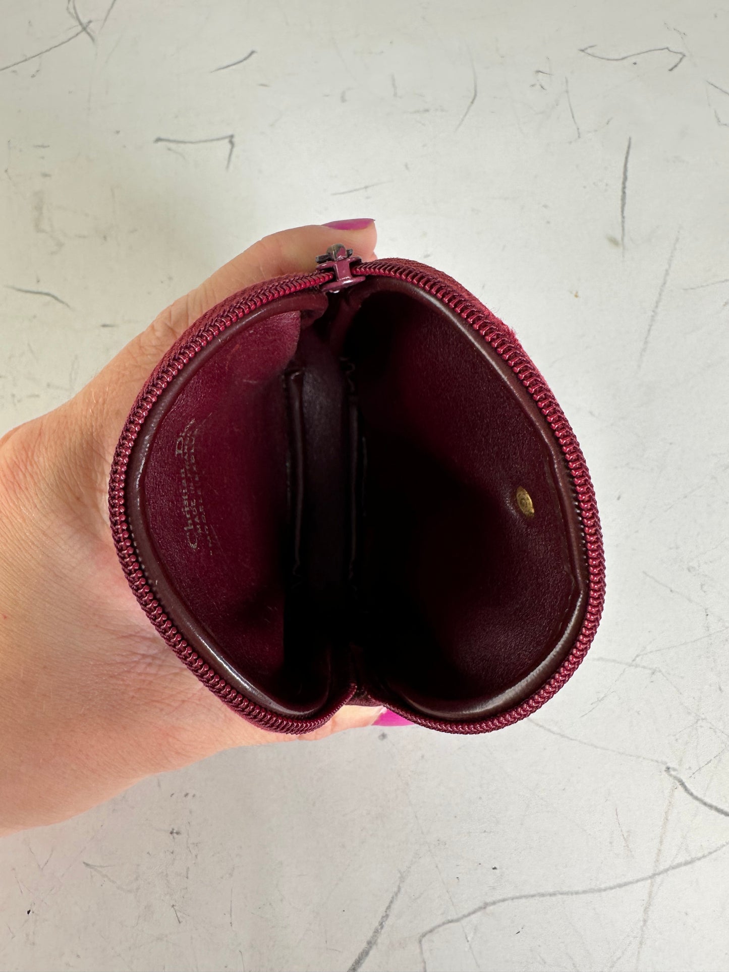 Vintage Dior Monogram Velvet Coin Purse Burgundy Gold