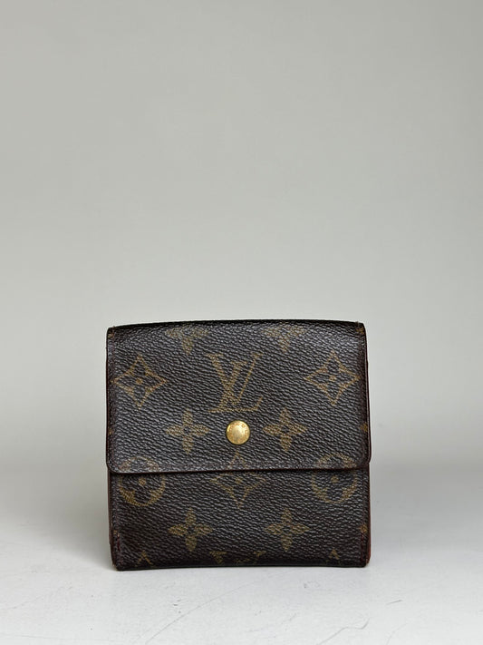 Vintage Louis Vuitton Monogram Canvas Wallet Brown Gold Snap