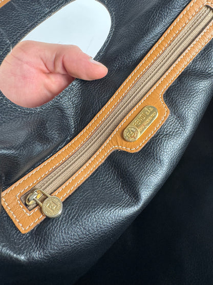 Vintage Fendi Roma Canvas Leather Tote Bag