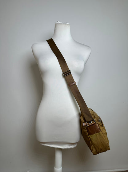 Vintage Prada Tessuto Nylon Flap Crossbody Bag Late 1990s Olive