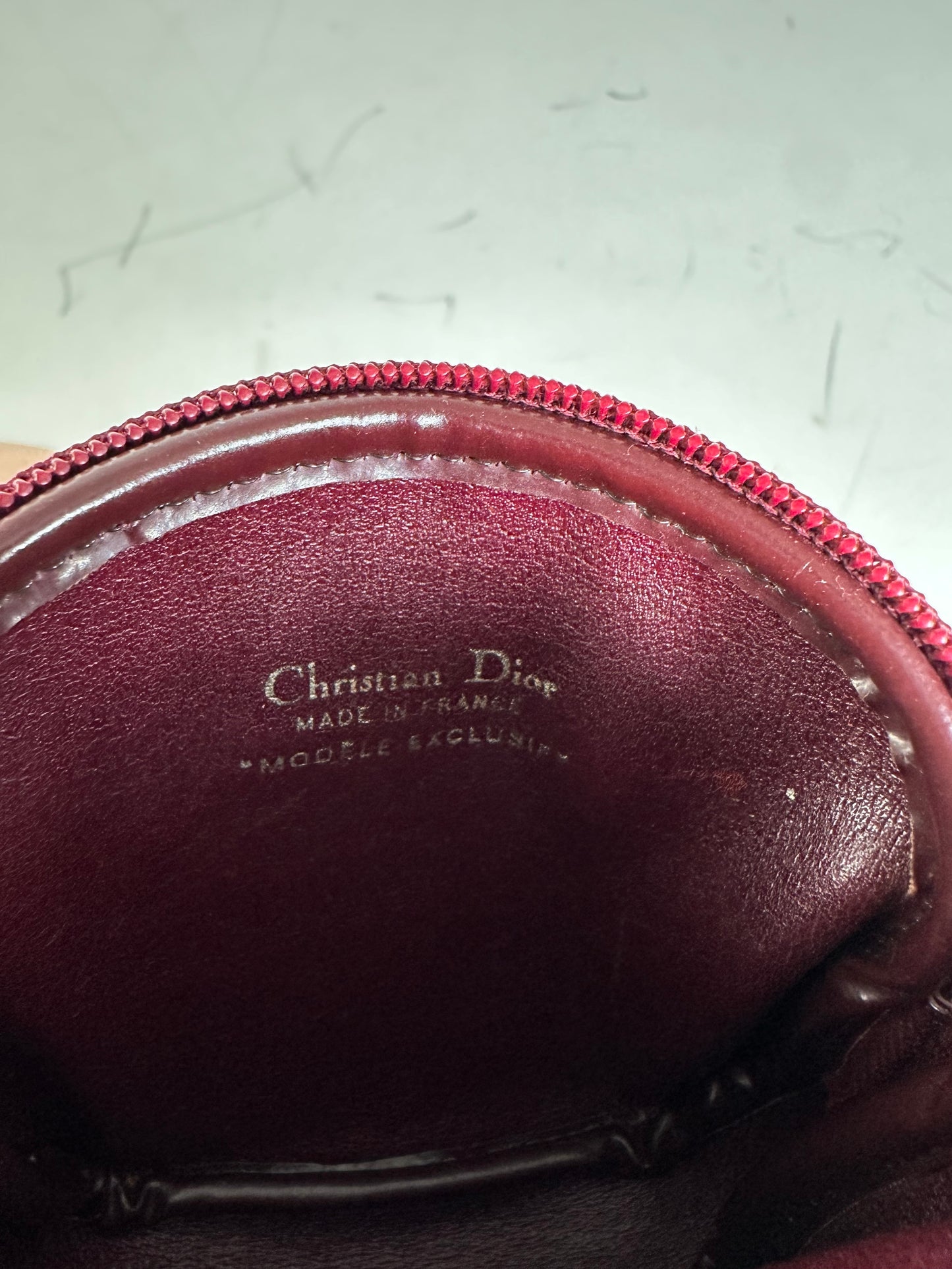 Vintage Dior Monogram Velvet Coin Purse Burgundy Gold